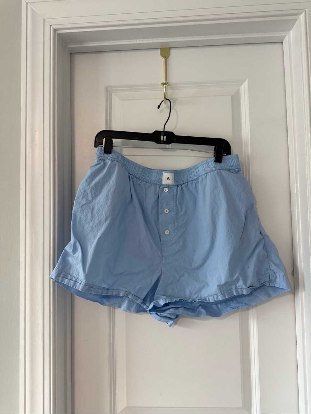 By Anthropologie 'Wren' Poplin Boxer Shorts - Sky Blue (Size L)